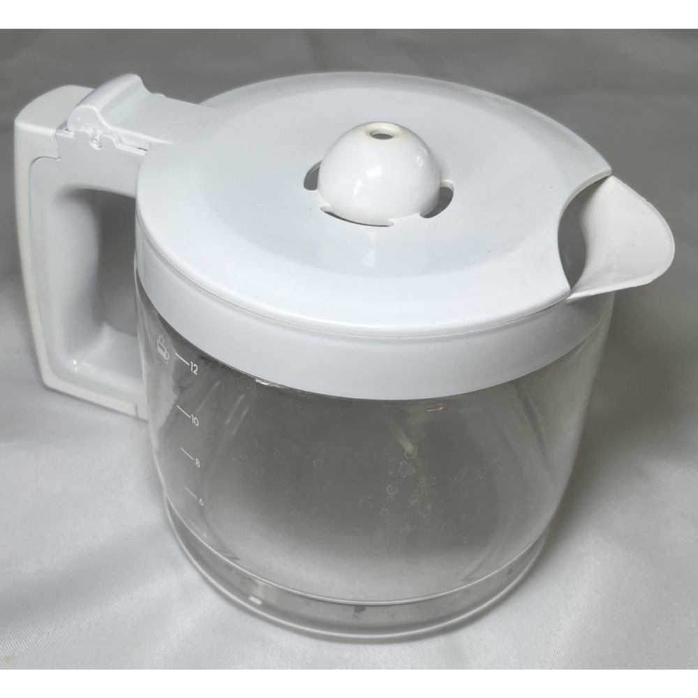 Kenmore Drip Coffee Maker 12 Cup Glass Carafe KKCM12 White w/ Lid OEM Parts